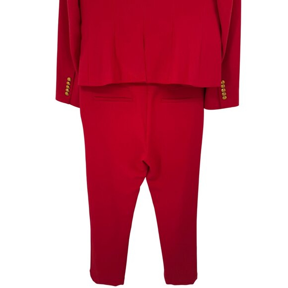 A.L.C. Womens Red Suit crest buttons Blazer jacket slit Pants Size 12 - Picture 9 of 15